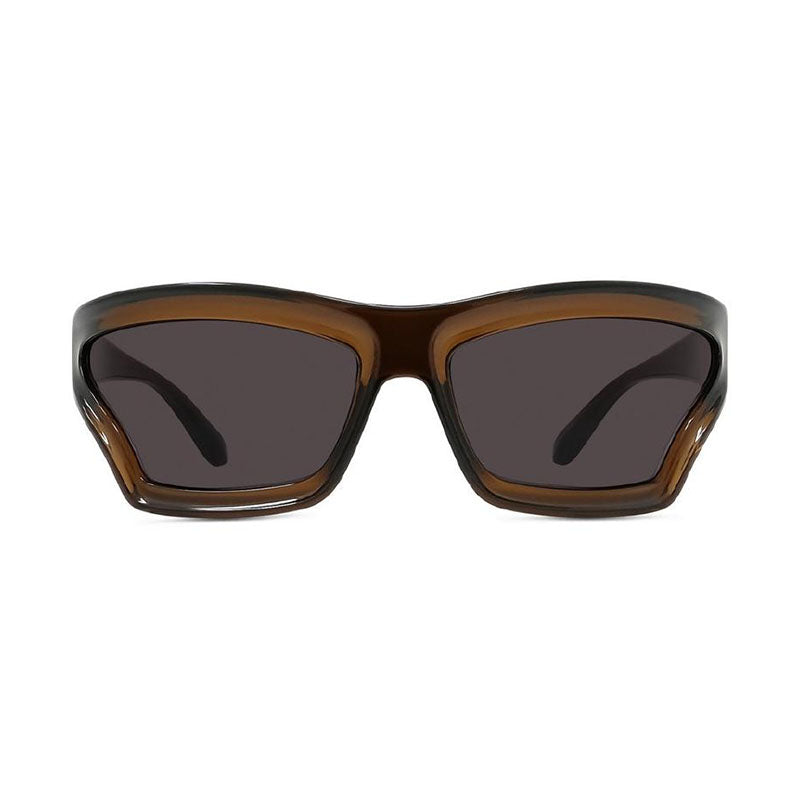 Loewe Sunglasses Rectangle Full Rim, Shiny Transparent Brown Frame and Grey Lens LW40143U47A