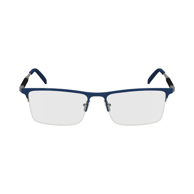 Ferragamo Salvatore Ferragamo Eyeglasses Rectangle Semi Rim, Blue/Light Ruthenium Frame and Clear Demo Lens Lens SF2586463
