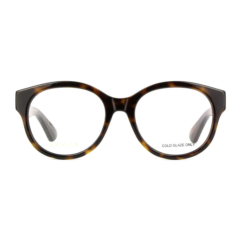 Gucci Eyeglasses Round Full Rim, Dark Havana Frame and Clear Demo Lens Lens GG1580O002