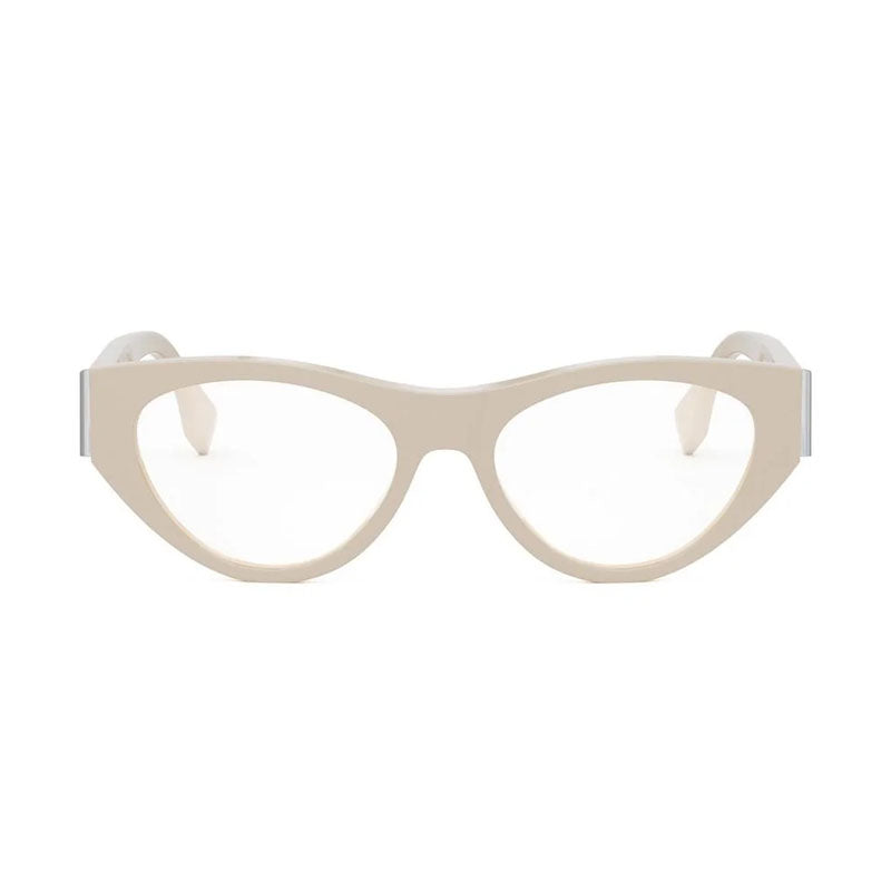 Fendi Eyeglasses Cat Eye Full Rim, Shiny Brown Frame and Clear Demo Lens Lens FE50092I057