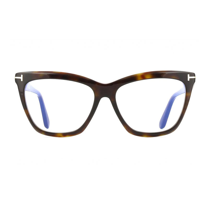 Tom Ford Eyeglasses Cat Eye Full Rim, Dark Havana Frame and Clear/Blue Light Block Lenses Lens FT6064-B052
