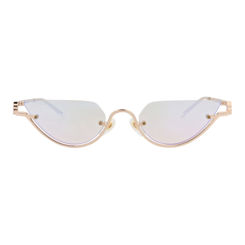 Gucci Sunglasses Cat Eye Semi Rim, Gold Frame and Light Purple Lens GG1603S005