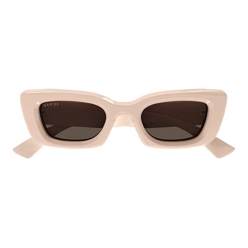 Gucci Sunglasses Rectangle Full Rim, Pink Frame and Brown Lens GG1827S005