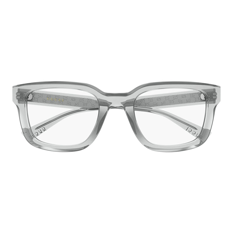 Gucci Eyeglasses Square Full Rim, Transparent Grey Frame and Clear Demo Lens Lens GG2071OL005