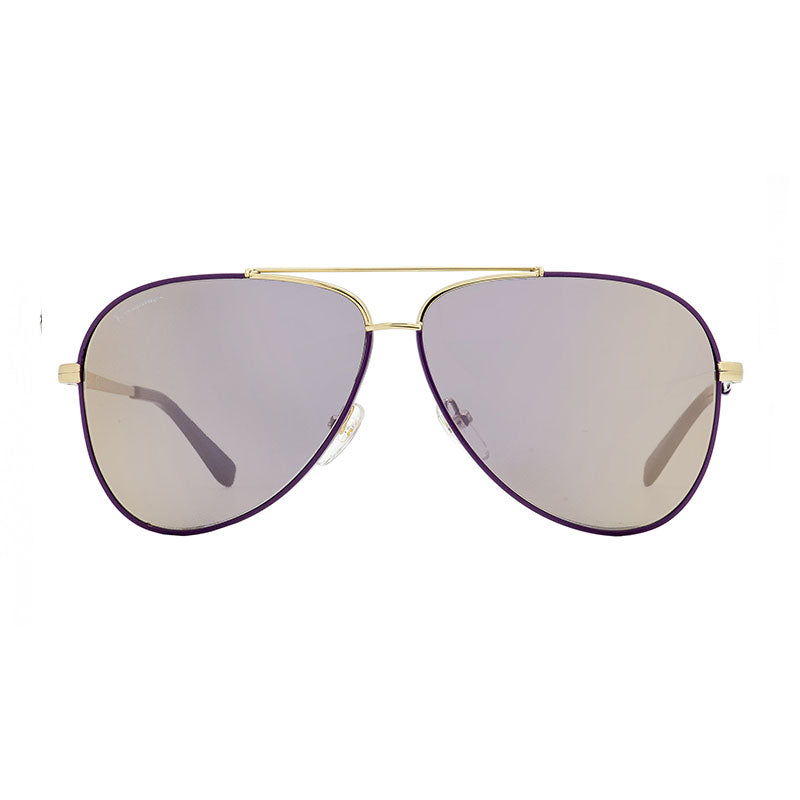 Ferragamo Salvatore Ferragamo Sunglasses Aviator Full Rim, Shiny Light Gold Frame and Purple Gradient Lens SF131S736
