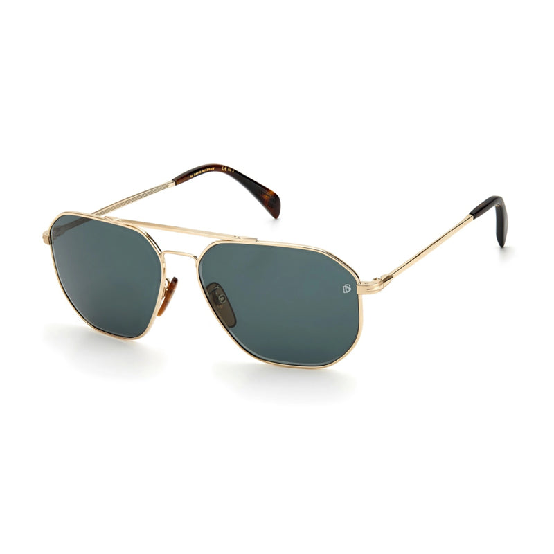 David Beckham Sunglasses Aviator Full Rim, Gold/Havana Frame and Green Lens DB1041/S006JQT