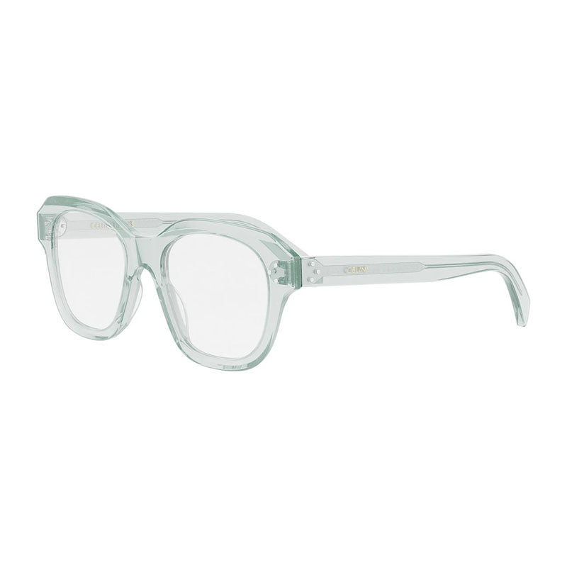 Celine Eyeglasses Square Full Rim, Shiny Transparent Lime Frame and Clear Demo Lens Lens CL50124I093