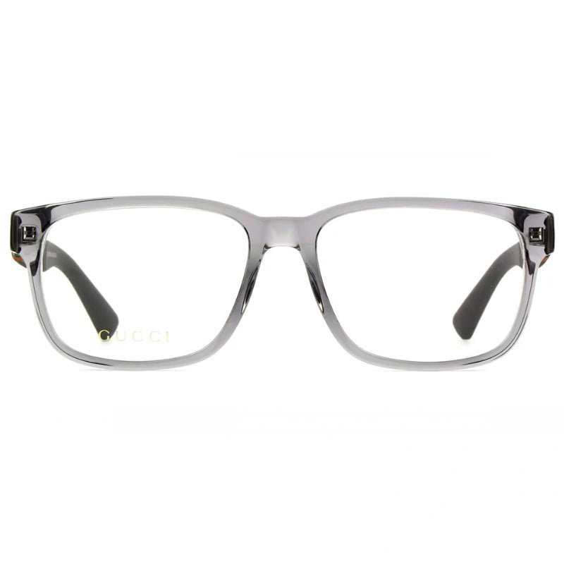 Gucci Eyeglasses Square Full Rim, Grey/Black Frame and Clear Demo Lenses Lens GG0011O007