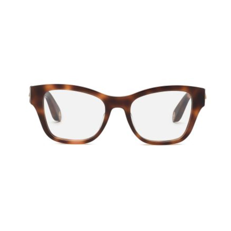 Roberto Cavalli Eyeglasses Square Full Rim, Dark Havana Frame and Clear Demo Lenses Lens VRC025M02BV