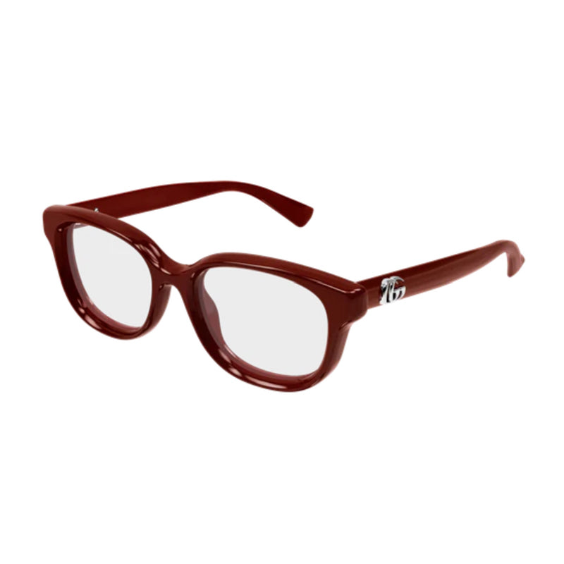 Gucci Eyeglasses Square Full Rim, Bordeaux Frame and Clear Demo Lenses Lens GG1978O007