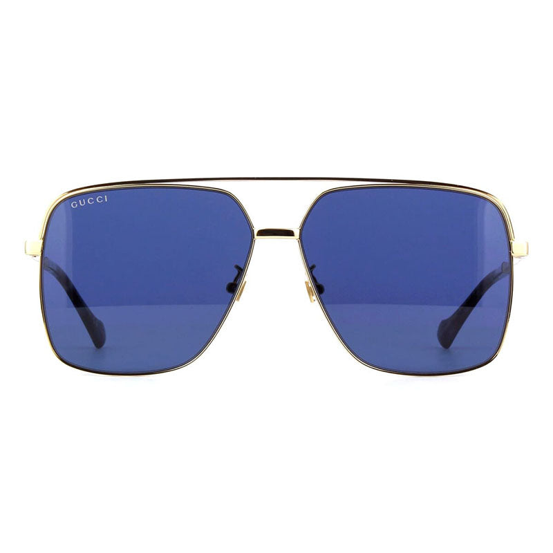 Gucci Sunglasses Aviator Full Rim, Gold Frame and Blue Gold Lens GG1099SA002