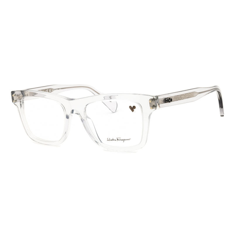 Ferragamo Salvatore Ferragamo Eyeglasses Square Full Rim, Light Crystal Grey Frame and Clear Demo Lenses Lens SF2923050