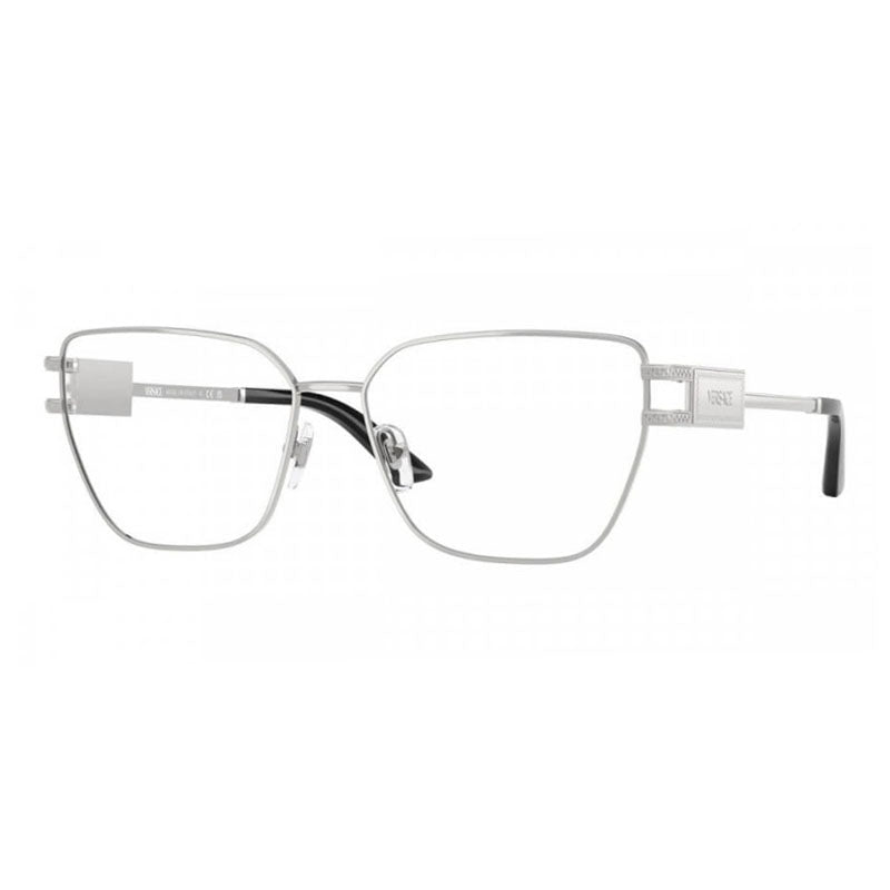 Versace Eyeglasses Oval Full Rim, Silver Frame and Clear Demo Lenses Lens VE13011000