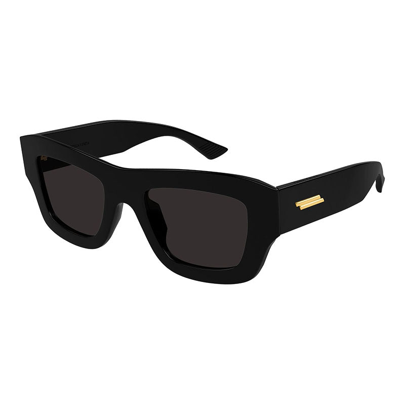 Bottega Veneta Sunglasses Square Full Rim, Shiny Black Frame and Grey Lens BV1357S001