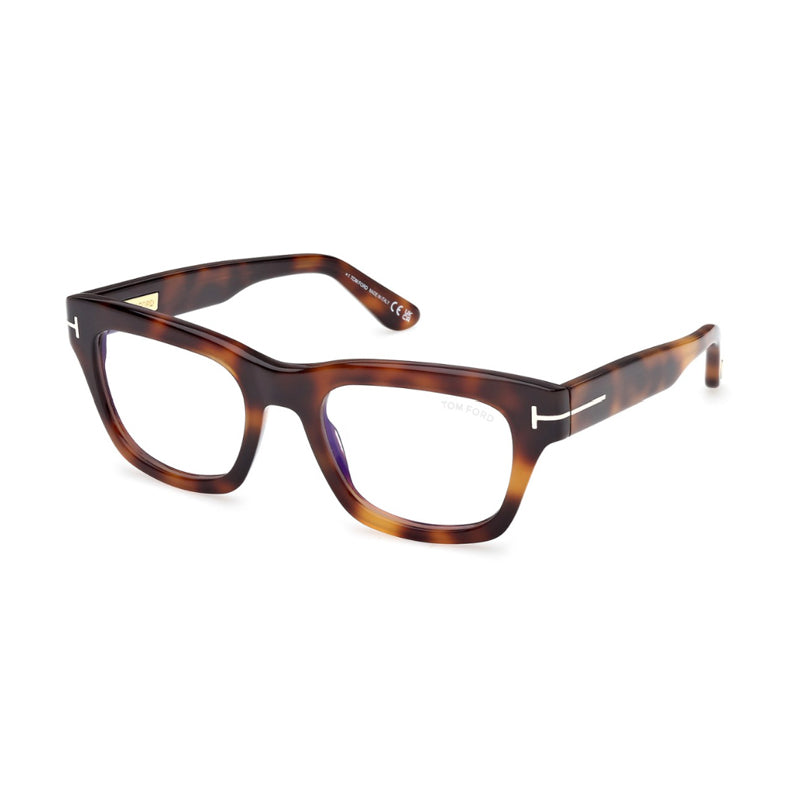 Tom Ford Eyeglasses Square Full Rim, Blonde Havana Frame and Clear/Blue-light Block Lenses Lens FT6036-B053