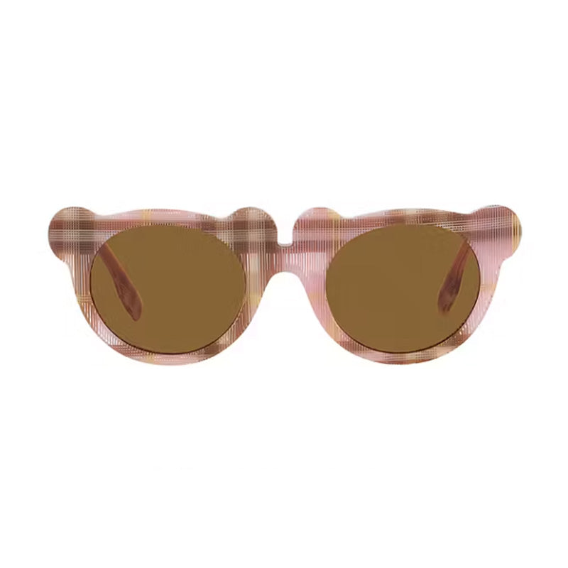 Burberry Sunglasses Round Full Rim, Check Pink Frame and Bronze Lens JB4355397273