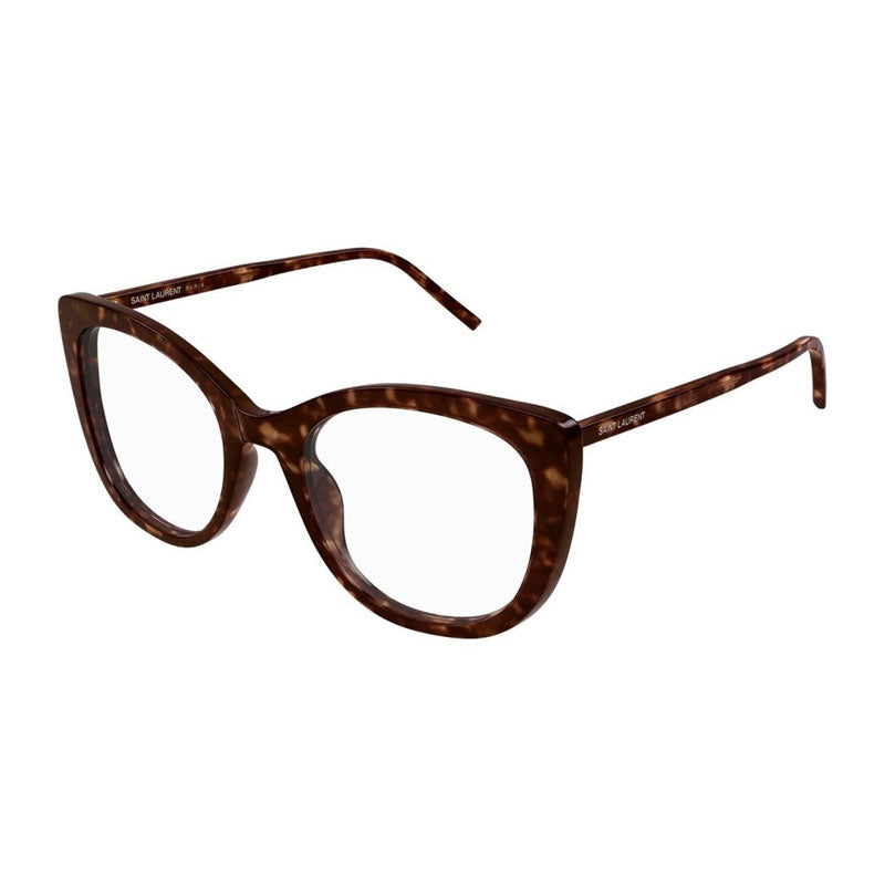 Saint Laurent Eyeglasses Square Full Rim, Havana Frame and Clear Demo Lens Lens SL778002