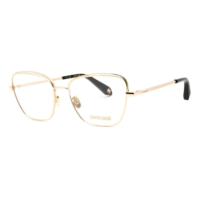 Roberto Cavalli Eyeglasses Cat Eye Full Rim, Shiny Rose Gold Frame and Clear Demo Lenses Lens VRC0690300