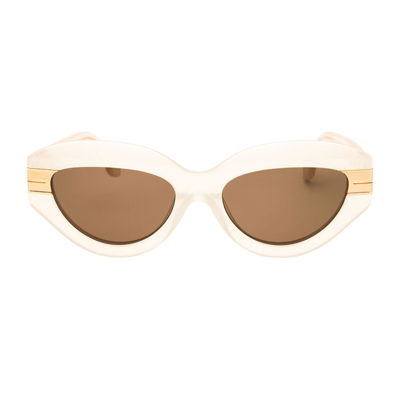Palm Angels Sunglasses Cat Eye Full Rim, Sand Frame and Brown Lens PERI10FMIRACLE6164