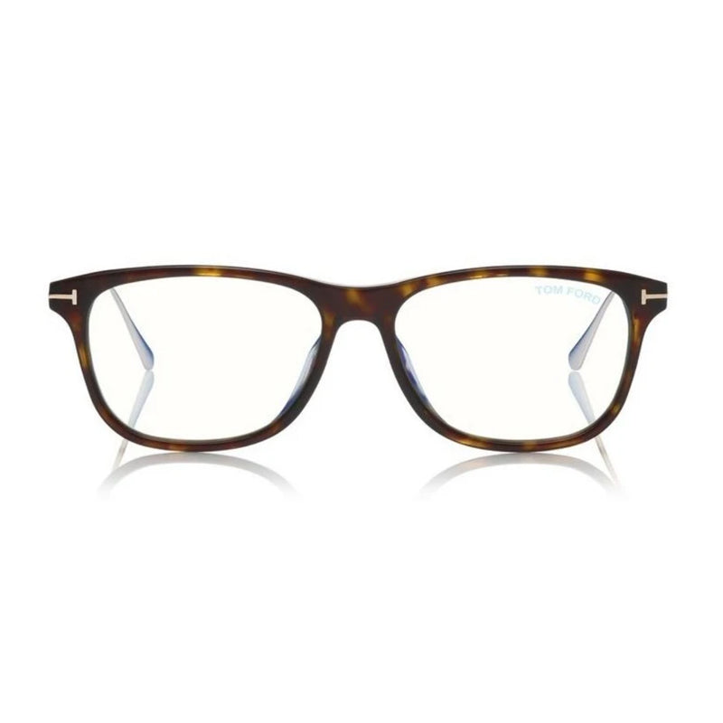 Tom Ford Eyeglasses Rectangle Full Rim, Dark Havana Frame and Blue-Light Block Lens FT5589-B052