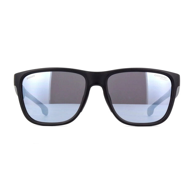 Carrera Sunglasses Square Full Rim, Black/Grey Frame and Silver Mirror Lens CARDUC003/S008AT4