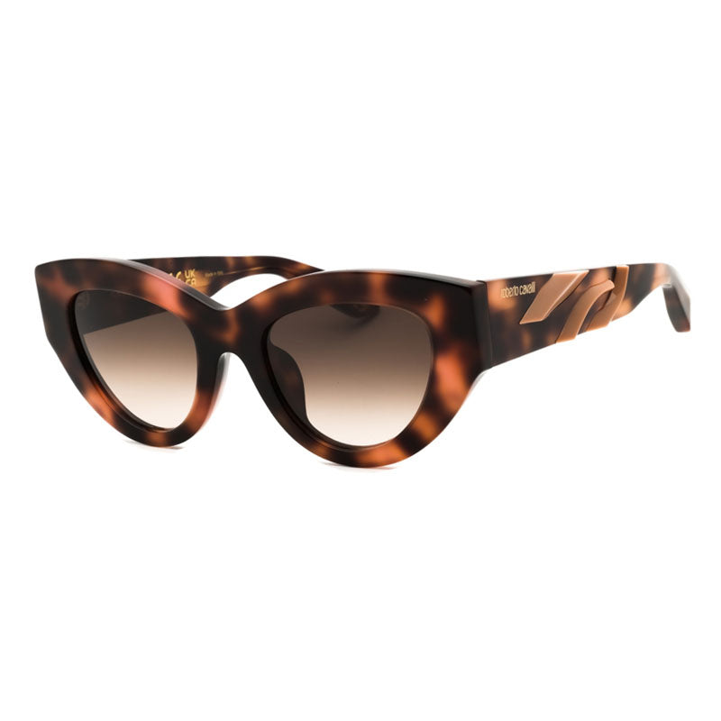 Roberto Cavalli Sunglasses Cat Eye Full Rim, Shiny Dark Havana Frame and Light Brown Gradient Lens SRC009M02BV