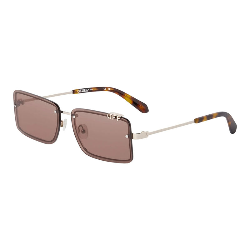 Off-White Sunglasses Rectangle Rimless, Gold Frame and Brown Lens OERI13NTAMPA7664