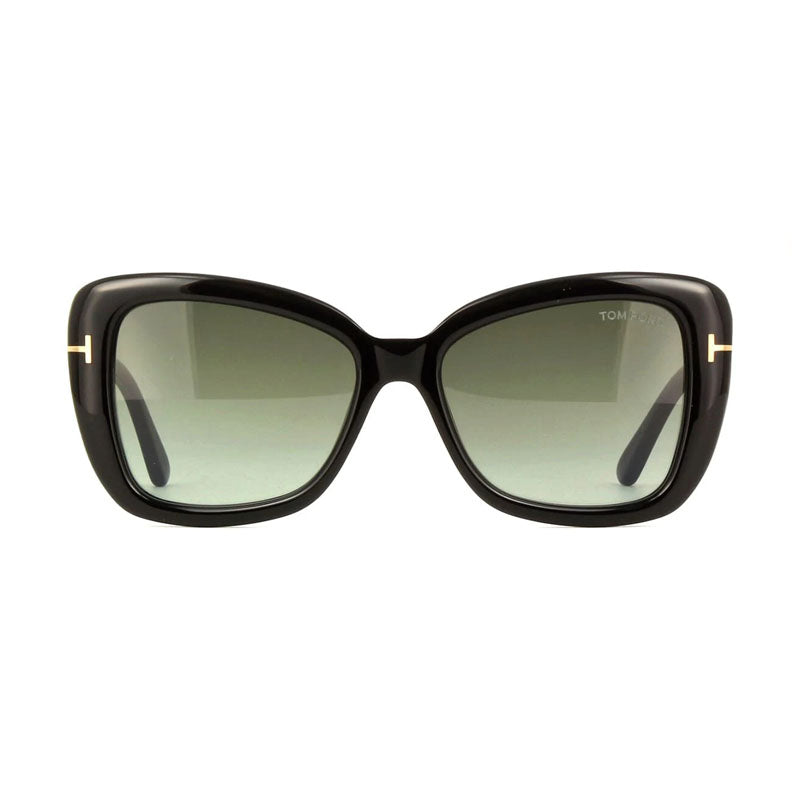 Tom Ford Sunglasses Butterfly Full Rim, Shiny Black Frame and Smoke Gradient Lens FT100801B