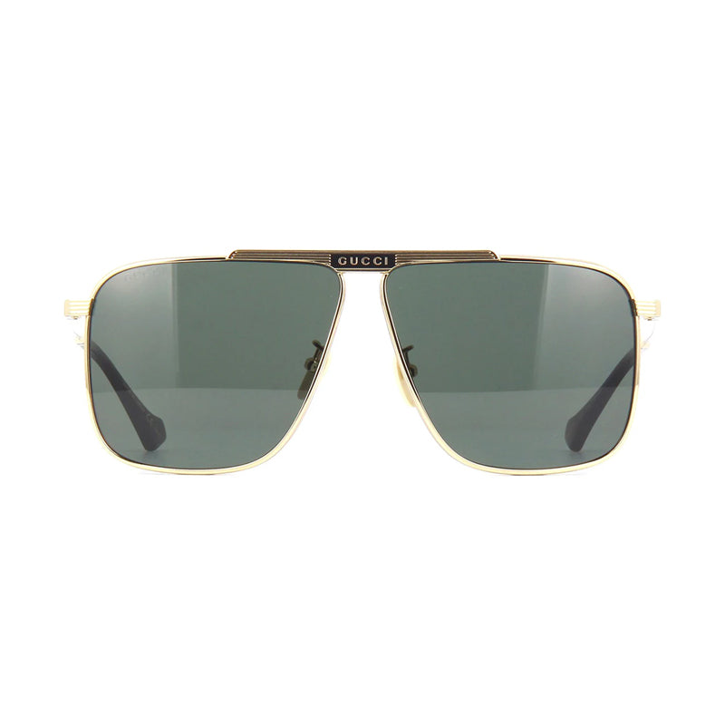 Gucci Sunglasses Aviator Full Rim, Gold Frame and Green Lens GG0840S002