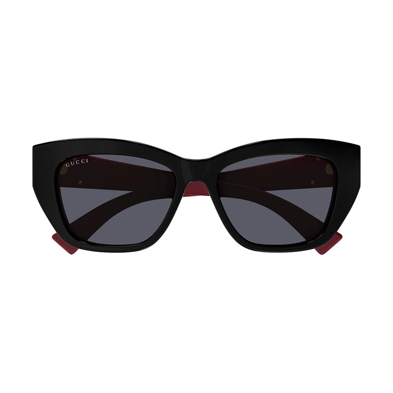 Gucci Sunglasses Square Full Rim, Black/Red Frame and Grey Lens GG1844SA004