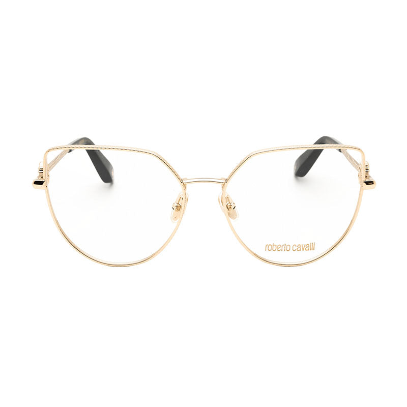 Roberto Cavalli Eyeglasses Cat Eye Full Rim, Shiny Rose Gold Frame and Clear Demo Lenses Lens VRC0480300