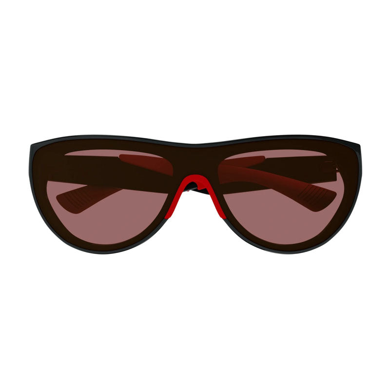 Bottega Veneta Sunglasses Shield Full Rim, Shiny Black/Red Frame and Red Lens BV1234S004