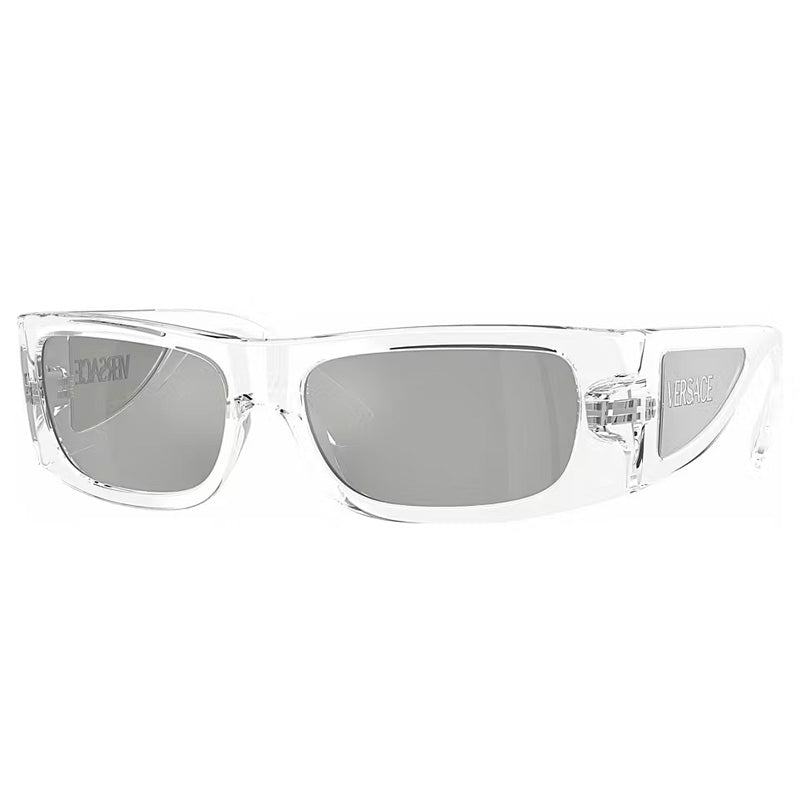 Versace Sunglasses Rectangle Full Rim, Transparent Frame and Clear Mirror Silver Lens VE4482148/8V