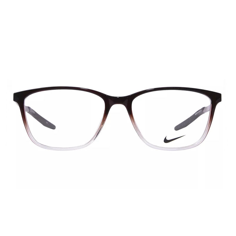 Nike Eyeglasses Square Full Rim, Brown Basalt/Clear Fade Frame and Clear Demo Lenses Lens NIKE7284203