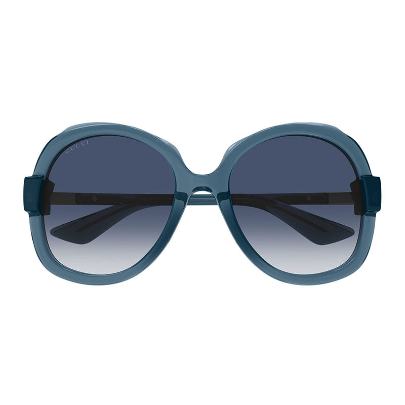 Gucci Sunglasses Geometric Full Rim, Transparent Petrol Blue Frame and Gradient Blue Lens GG1432S003