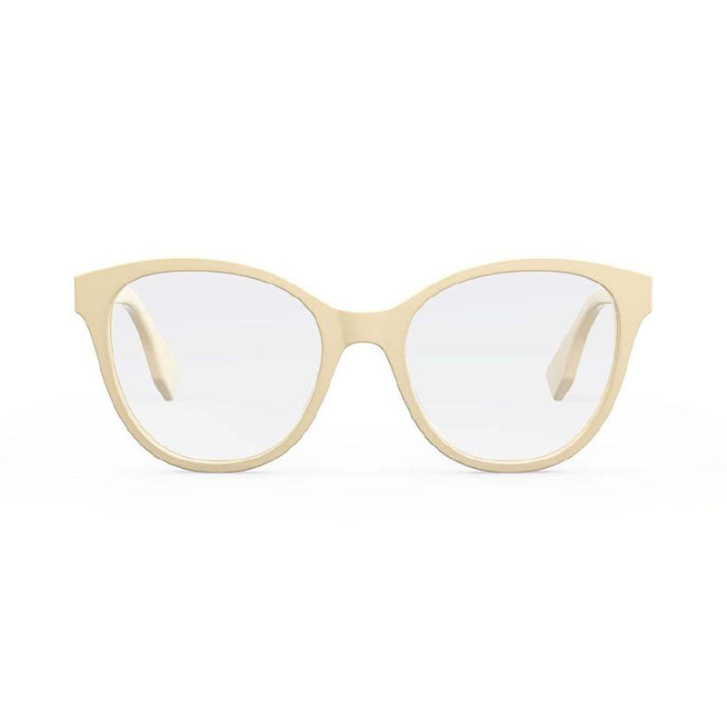 Fendi Eyeglasses Cat Eye Full Rim, Ivory Frame and Clear Demo Lens Lens FE50024I025