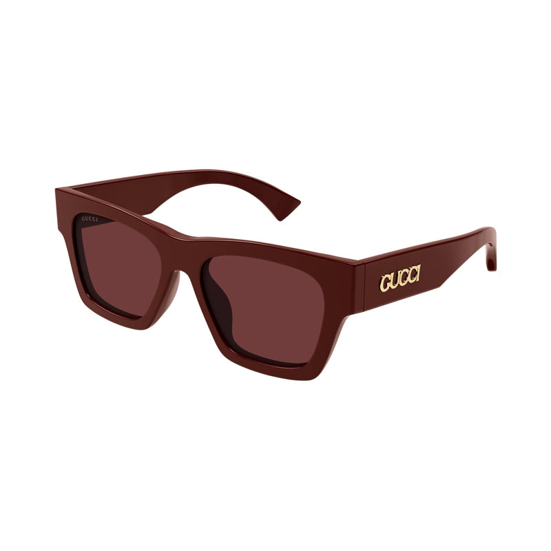 Gucci Sunglasses Square Full Rim, Shiny Burgundy Frame and Burgundy Lens GG1835S003