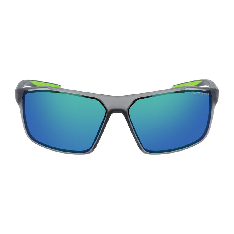 Nike Sunglasses Rectangle Full Rim, Matte Dark Grey Frame and Grey/Green Lens NIKEWINDSTORMMCW4672022