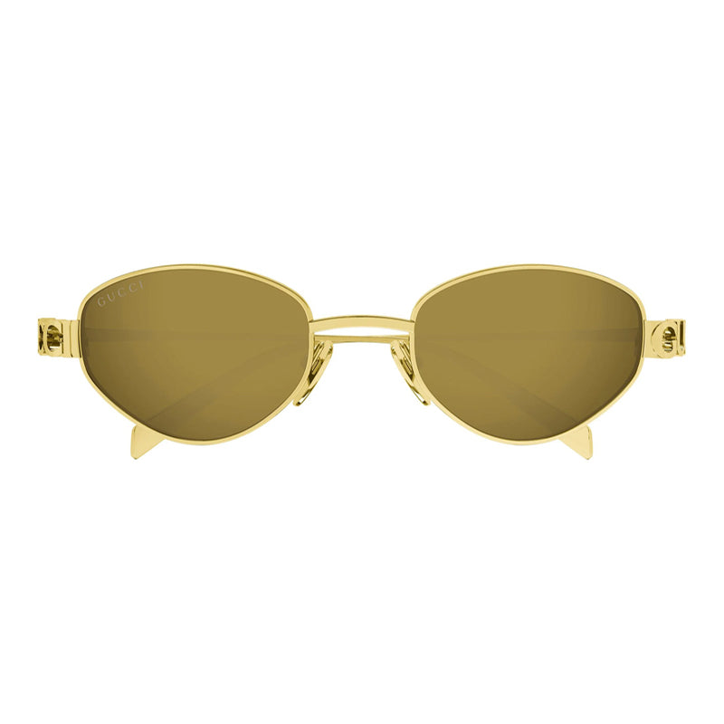Gucci Sunglasses Cat Eye Full Rim, Shiny Gold Frame and Brown with Bronze Mirror Lens GG1935S003