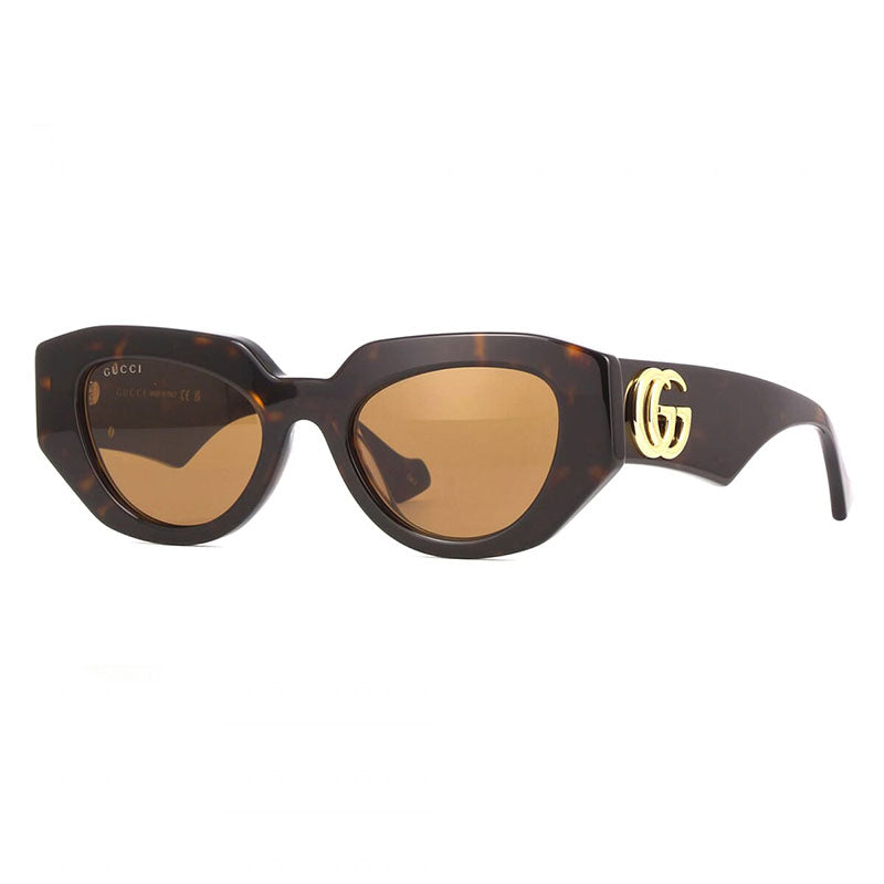 Gucci Sunglasses Geometric Full Rim, Dark Havana Frame and Brown Lens GG1421S002