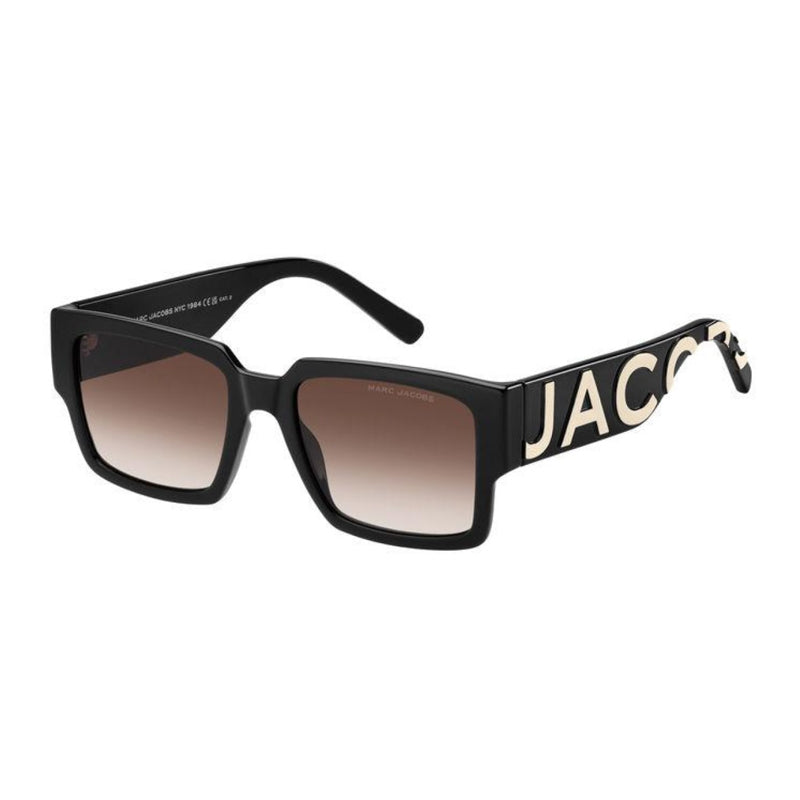 Marc Jacobs Sunglasses Square Full Rim, Black White Frame and Brown Gradient Lens MARC739/S080SHA