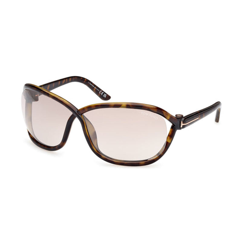 Tom Ford Sunglasses Geometric Full Rim, Dark Havana Frame and Brown Mirror Lens FT106952G