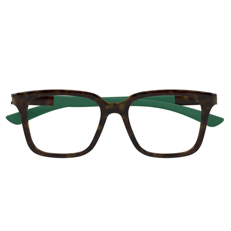 Gucci Eyeglasses Square Full Rim, Havana with Green Frame and Clear Demo Lenses Lens GG1738O003