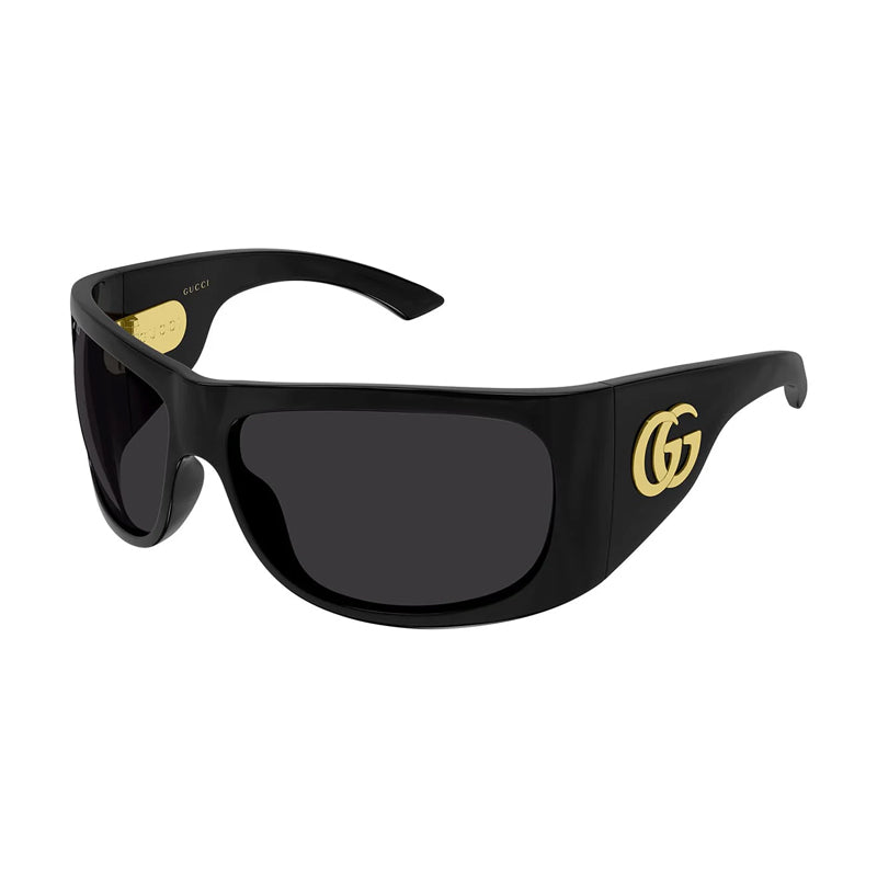 Gucci Sunglasses Rectangle Full Rim, Black Frame and Grey Lens GG2170S001