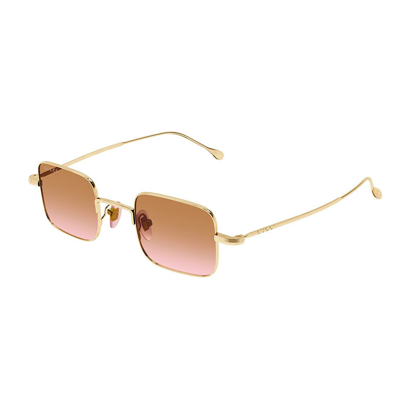 Gucci Sunglasses Rectangle Full Rim, Gold Frame and Orange to Pink Gradient Lens GG1813S004