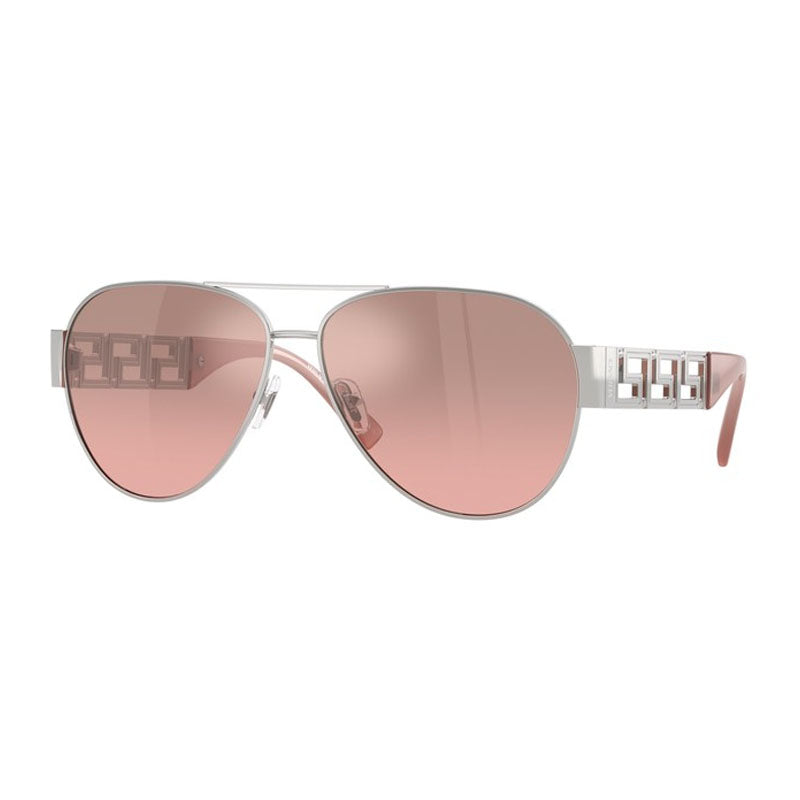 Versace Sunglasses Aviator Full Rim, Silver Frame and Pink Mirror Silver Gradient Lens VE228910017E