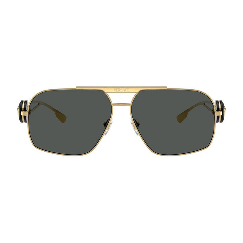 Versace Sunglasses Geometric Full Rim, Gold Frame and Dark Grey Lens VE2269100287