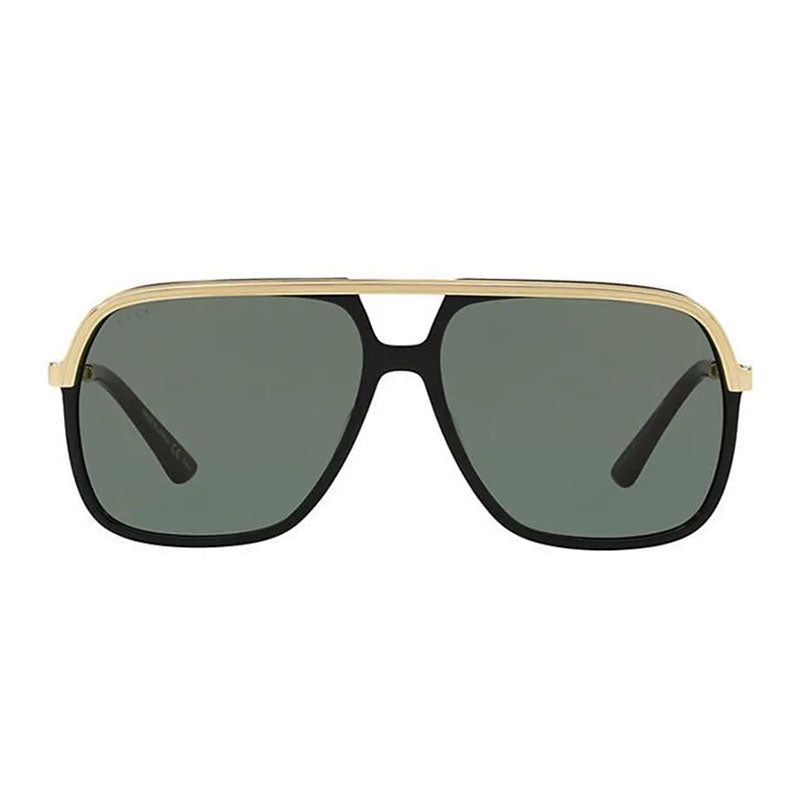 Gucci Sunglasses Aviator Full Rim, Black Frame and Green Lens GG0200S001
