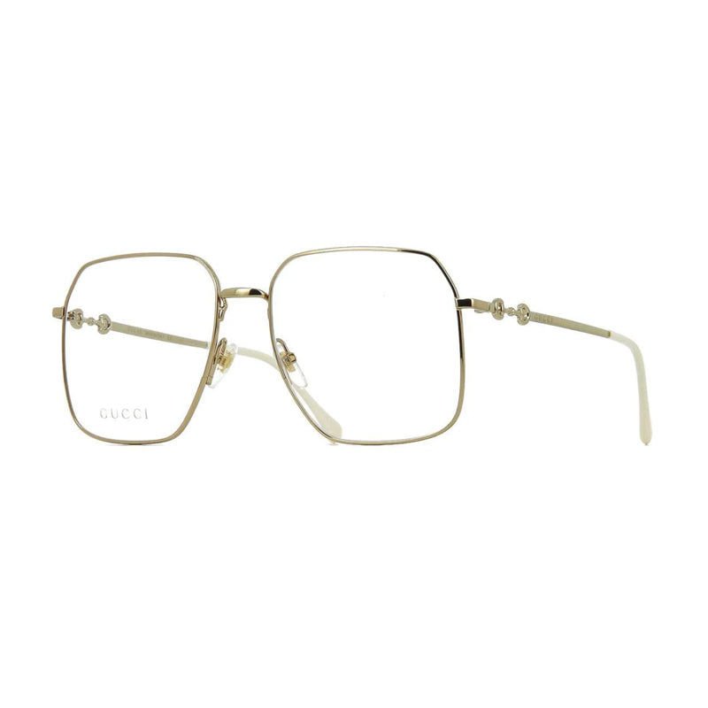 Gucci Eyeglasses Square Full Rim, Gold Frame and Clear Demo Lenses Lens GG0952O001