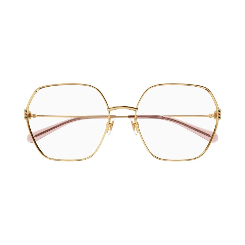 Gucci Eyeglasses Geometric Full Rim, Gold Frame and Clear Demo Lenses Lens GG1285O001